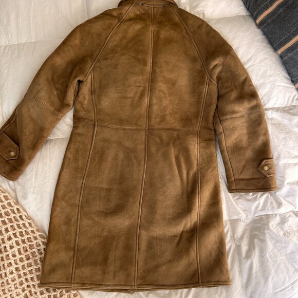 RALPH LAUREN Black Label Shearling Tan Leather jacket, Size 10 - Picture 4 of 16
